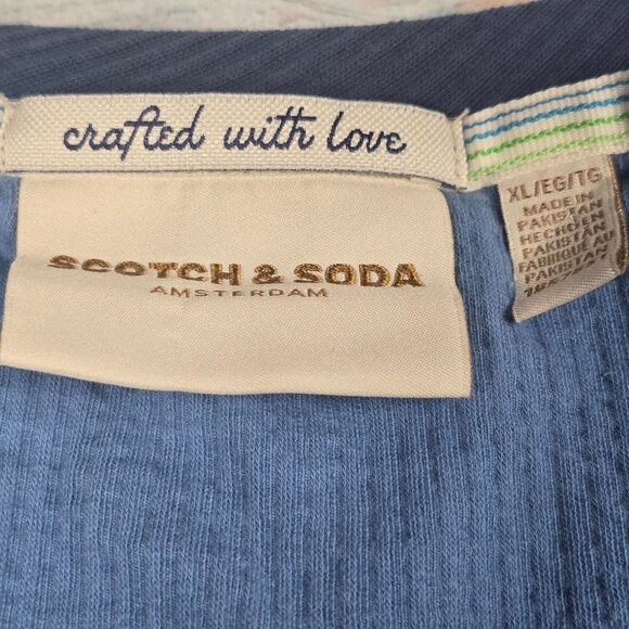 Scotch & Soda Mens Blue Ribbed Crewneck T-Shirt XL Crafted With Love - Picture 5 of 8